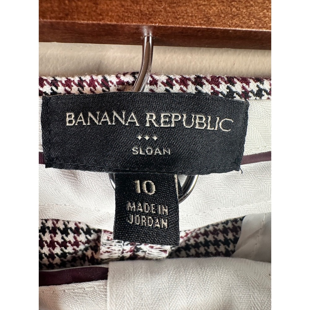 Banana Republic Sloan Houndstooth Pants Women Size 10 Black White Slim Fit - Picture 4 of 5